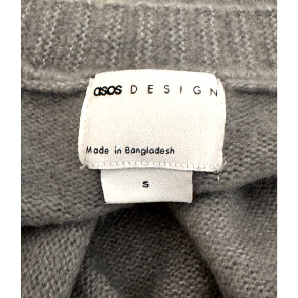 Asos Design Edge to Edge Gray Open Front Bell Sleeve Soft Cropped Cardigan Small - Picture 5 of 5